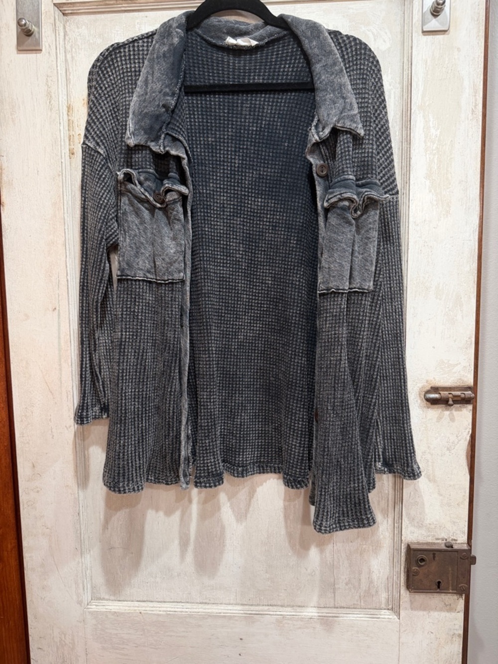 BUCKETLIST Grey Waffle-Knit Open Cardigan Jacket